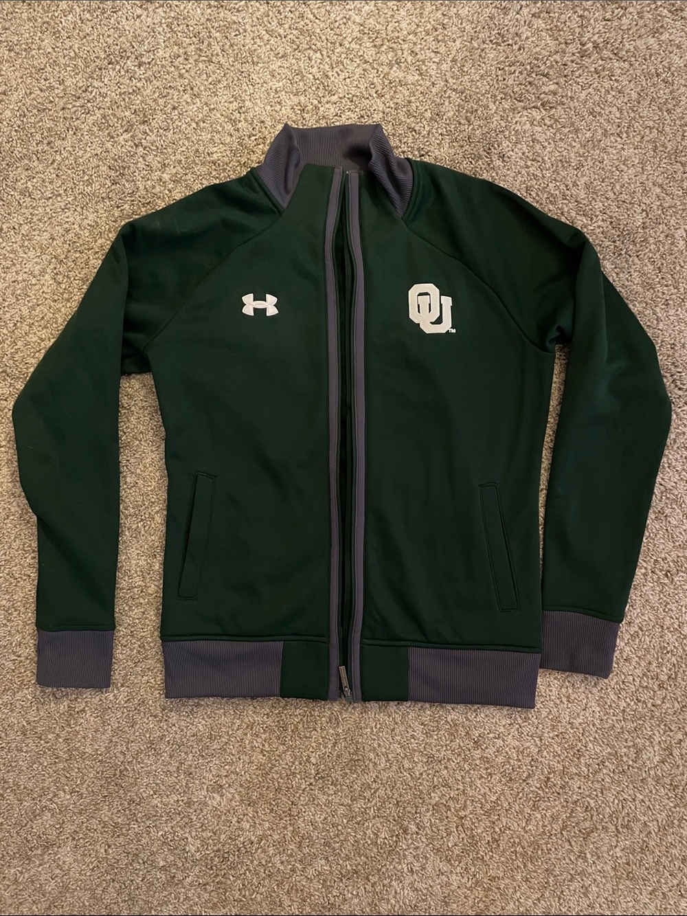 Under Armour Dark Green OU Full-Zip Jacket with Gray Trim women’s large